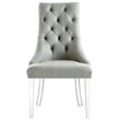 Posh Living Colton PU Leather  Acrylic Leg Dining Chair in Gray (Set of 2)