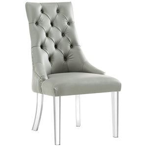 Posh Living Colton PU Leather  Acrylic Leg Dining Chair in Gray (Set of 2)