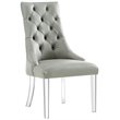 Posh Living Colton PU Leather  Acrylic Leg Dining Chair in Gray (Set of 2)