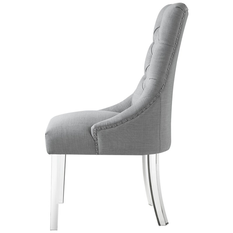 Colton Linen Fabric Dining Side Chair with Acrylic Legs - Gray (Set of 2)