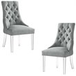 Colton Linen Fabric Dining Side Chair with Acrylic Legs - Gray (Set of 2)