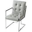 Posh Living Evan Tufted Faux Leather Dining Chair Light - Gray/Chrome (Set of 2)