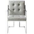 Posh Living Evan Tufted Faux Leather Dining Chair Light - Gray/Chrome (Set of 2)