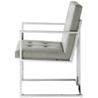 Posh Living Evan Tufted Faux Leather Dining Chair Light - Gray/Chrome (Set of 2)