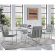 Posh Living Evan Tufted Faux Leather Dining Chair Light - Gray/Chrome (Set of 2)