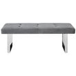 Posh Living Myles Tufted Velvet Bench with Stainless Steel Legs in Gray/Chrome
