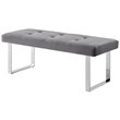 Posh Living Myles Tufted Velvet Bench with Stainless Steel Legs in Gray/Chrome