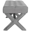 Posh Living Kennedy Tufted Velvet Bench with Nailhead Trim in Gray