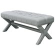 Posh Living Kennedy Tufted Linen Fabric Bench with Nailhead Trim in Light Gray