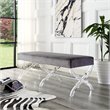 Posh Living Brayden Velvet Upholstered Bench with Acrylic X-Legs in Gray
