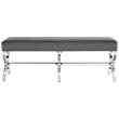 Posh Living Brayden Velvet Upholstered Bench with Acrylic X-Legs in Gray