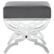 Posh Living Brayden Velvet Upholstered Bench with Acrylic X-Legs in Gray