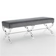 Posh Living Brayden Velvet Upholstered Bench with Acrylic X-Legs in Gray