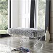 Posh Living Brayden Faux Fur Fabric Upholstered Bench with Acrylic X-Legs Gray