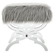 Posh Living Brayden Faux Fur Fabric Upholstered Bench with Acrylic X-Legs Gray