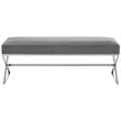 Posh Living Colin Velvet Upholstered Bench with Stainless Steel Legs Gray
