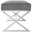 Posh Living Colin Velvet Upholstered Bench with Stainless Steel Legs Gray