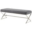 Posh Living Colin Velvet Upholstered Bench with Stainless Steel Legs Gray
