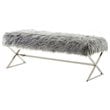 Posh Colin Fur Fabric Upholstered Bench with Stainless Steel Legs - Gray/Chrome