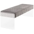 Posh Living Asher Velvet Upholstered Bench with Clear Acrylic Sides in Gray
