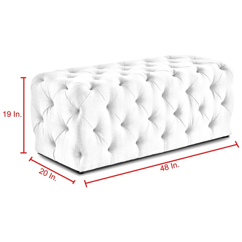 Posh Living Brice Modern Button-Tufted Velvet Bench in Gray