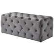 Posh Living Brice Modern Button-Tufted Velvet Bench in Gray