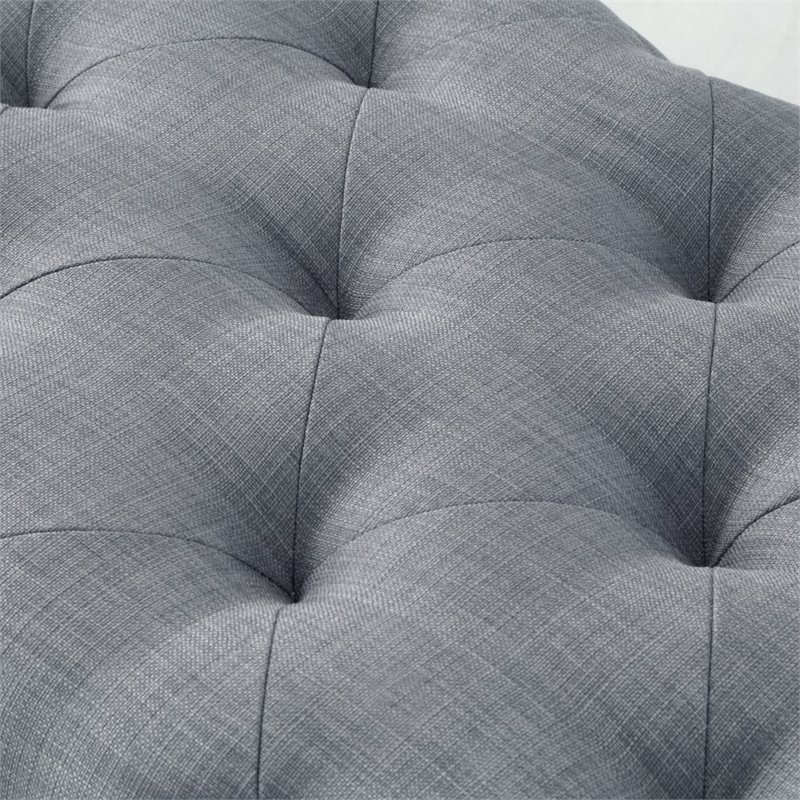 Posh Living Brice Modern Button-Tufted Linen Fabric Bench in Light Gray