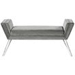 Posh Living Katherine Velvet Upholstered Bench with Acrylic Legs in Gray