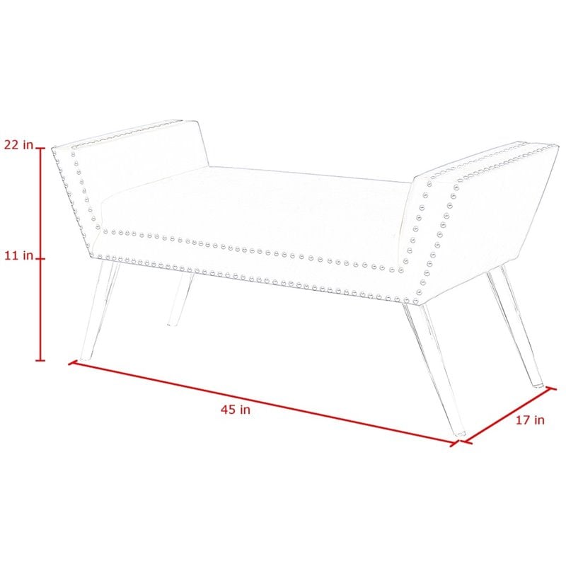 Posh Living Katherine Velvet Upholstered Bench with Acrylic Legs in Gray