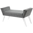 Posh Living Katherine Velvet Upholstered Bench with Acrylic Legs in Gray