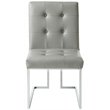 Posh Living Evan Faux Leather Dining Side Chair in Light Gray/Chrome (Set of 2)