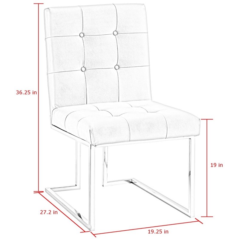 Posh Living Evan Faux Leather Dining Side Chair in Light Gray/Chrome (Set of 2)