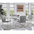 Posh Living Evan Faux Leather Dining Side Chair in Light Gray/Chrome (Set of 2)