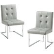 Posh Living Evan Faux Leather Dining Side Chair in Light Gray/Chrome (Set of 2)