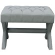 Posh Living Hazel Linen Fabric X-Base Ottoman with Nailhead Trim in Light Gray