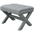 Posh Living Hazel Linen Fabric X-Base Ottoman with Nailhead Trim in Light Gray