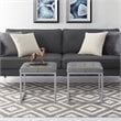 Posh Living Nolan Tufted Faux Leather Cube Ottoman with Metal Frame in Gray