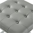 Posh Living Nolan Tufted Faux Leather Cube Ottoman with Metal Frame in Gray