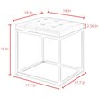 Posh Living Nolan Tufted Faux Leather Cube Ottoman with Metal Frame in Gray