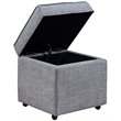 Posh Living Ruby Tufted Linen Fabric Cube Storage Ottoman with Casters in Gray