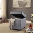 Posh Living Ruby Tufted Linen Fabric Cube Storage Ottoman with Casters in Gray