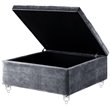 Posh Living Joshua Velvet Square Storage Ottoman with Lucite Legs in Gray