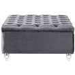 Posh Living Joshua Velvet Square Storage Ottoman with Lucite Legs in Gray