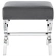 Posh Living Brayden Velvet Upholstered Ottoman with Acrylic X-Legs in Gray