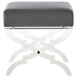 Posh Living Brayden Velvet Upholstered Ottoman with Acrylic X-Legs in Gray