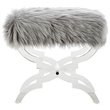 Posh Living Brayden Modern Faux Fur Fabric Ottoman with Acrylic X-Legs in Gray