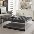 Posh Living Courtney Velvet Acrylic Ottoman with Nailhead in Gray