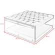 Posh Living Courtney Velvet Acrylic Ottoman with Nailhead in Gray