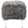 Posh Living Charlie Modern Faux Fur Fabric Ottoman with Acrylic Legs in Gray