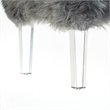 Posh Living Charlie Modern Faux Fur Fabric Ottoman with Acrylic Legs in Gray